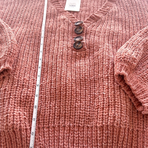 POL Oversized Button Front Knit Sweater Salmon Cozy S/M NWT - Picture 8 of 13